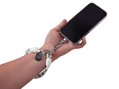 Брелок-браслет Bohemian c металлическим держателем для телефона, бело-черный - рис 3.