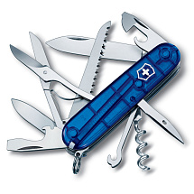 Нож перочинный VICTORINOX Huntsman, 91 мм, 15 функций, полупрозрачный синий