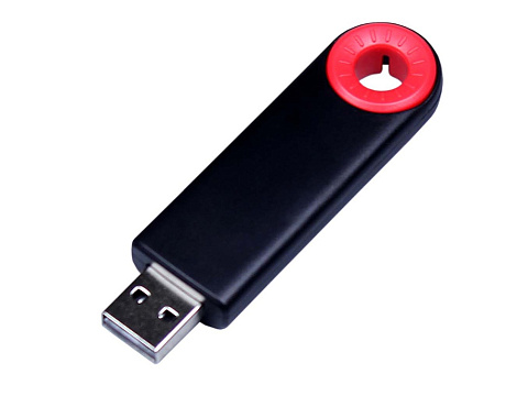 USB-флешка промо на 32 Гб прямоугольной формы, выдвижной механизм, красный