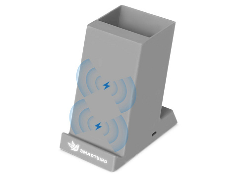 Беспроводная зарядка-подставка с подсветкой Glow box, серый (Р) - рис 2.