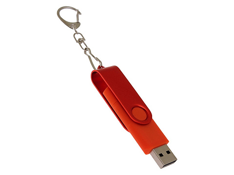 USB-флешка на 64 Гб 2 в 1 поворотный механизм, c дополнительным разъемом Type-C с одноцветным металлическим клипом, красный - рис 3.