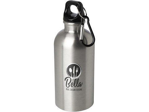 Одностенная бутылка для воды с карабином Oregon, изготовленная из нержавеющей стали, сертифицированной по стандарту RCS, объемом 400 мл - Серебряный - рис 4.