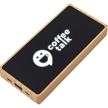 Внешний аккумулятор с подсветкой лого и солнечной панелью Reedia S1, 10000 mAh, бамбук, черный