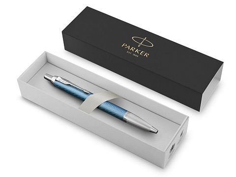 Шариковая ручка Parker IM Premium K318  Blue Grey CT, стержень: M, цвет чернил: blue, в подарочной упаковке. - рис 2.