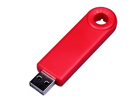 USB-флешка промо на 4 Гб прямоугольной формы, выдвижной механизм, красный