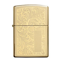 Зажигалка ZIPPO Venetian с покрытием High Polish Brass, латунь/сталь, золотистая, 38x13x57 мм