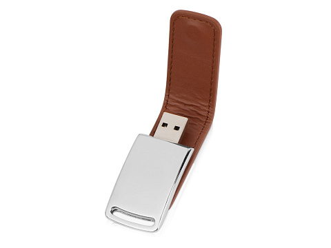 Флеш-карта USB 2.0 16 Gb с магнитным замком Vigo, светло-коричневый/серебристый - рис 2.