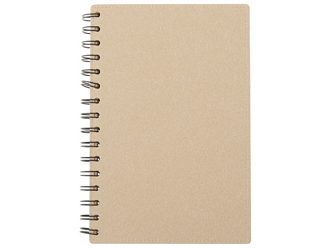 Блокнот на спирали в картонной обложке с переработанной бумагой Mania, натуральный - рис 2.
