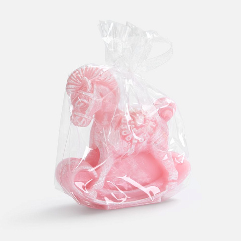 Свеча фигурная «Лошадка-качалка», розовая - рис 3.