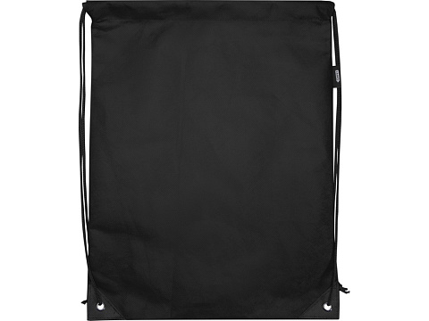 Рюкзак-мешок  на шнурке Evergreen из переработанного нетканого материала, сплошной черный - рис 2.