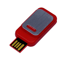 USB-флешка промо на 64 ГБ прямоугольной формы, выдвижной механизм, красный