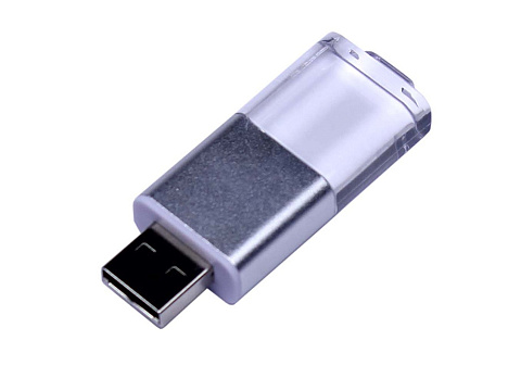 USB-флешка промо на 32 Гб прямоугольной формы, выдвижной механизм, белый