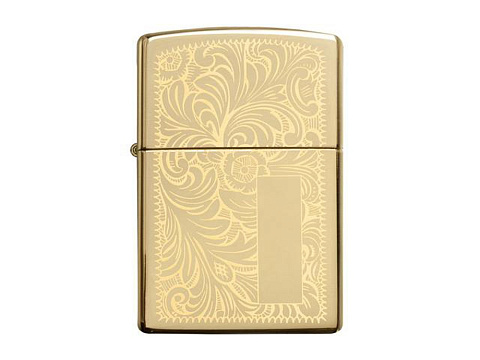 Зажигалка ZIPPO Venetian с покрытием High Polish Brass, латунь/сталь, золотистая, 38x13x57 мм