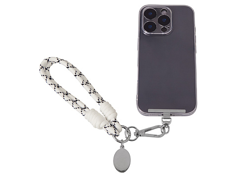 Брелок-браслет Bohemian c металлическим держателем для телефона, бело-черный - рис 2.